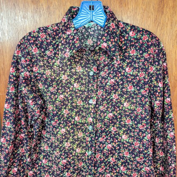 Vintage 70s Floral Print Button Down Shirt - Picture 5 of 7